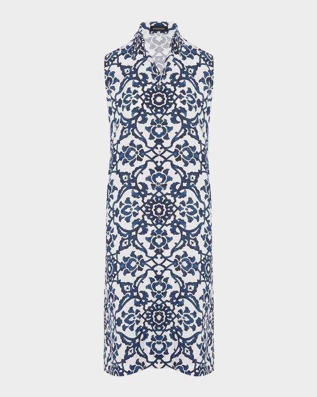 Slim A-Line Sleeveless Shirtdress With Collar